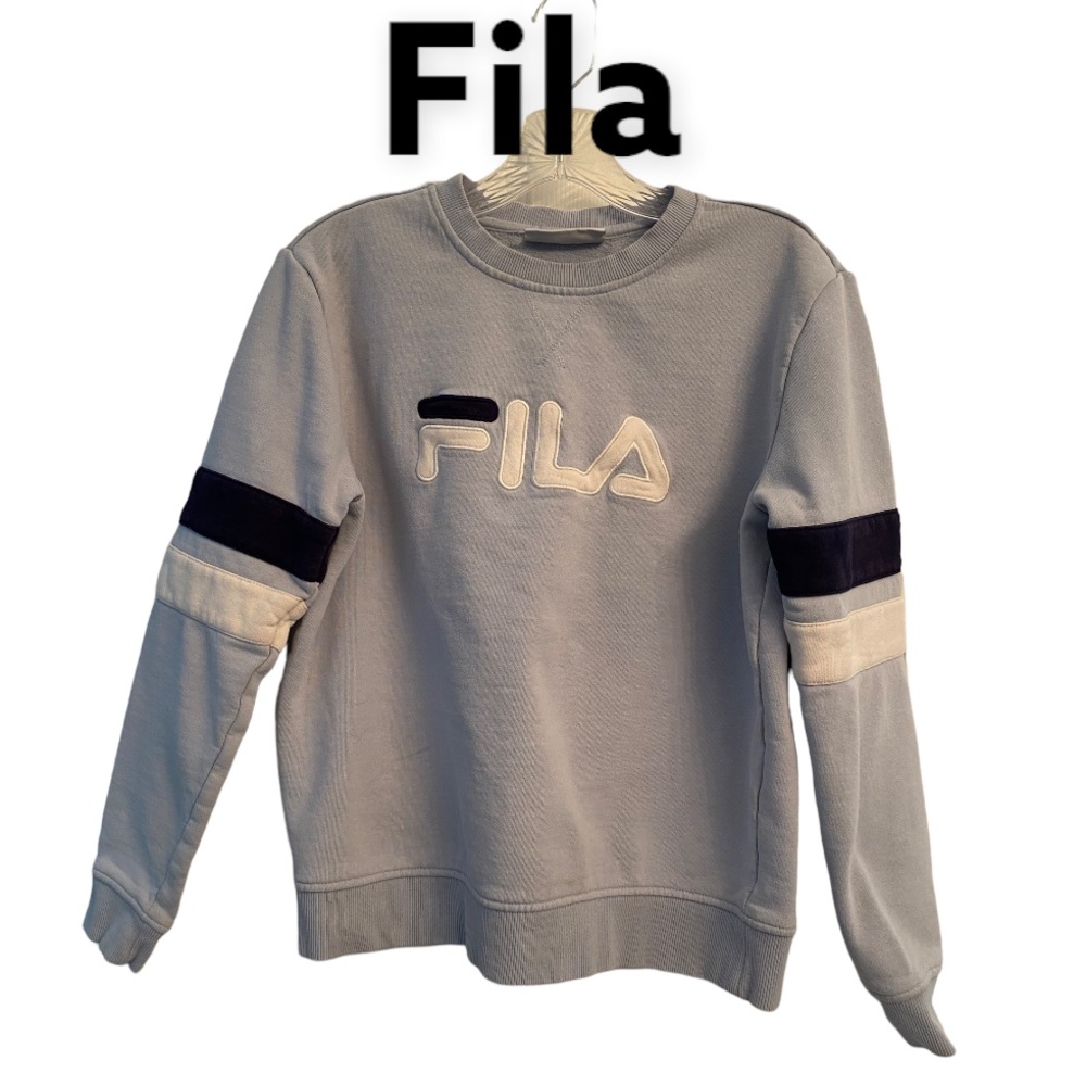 FILA  Baby Blue Crew Neck Long Sleeve Pullover Sweatshirt M